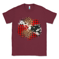 Burgundy leopard cowhide Christmas plaid patches Classic Tee - Jasminsmagicworld