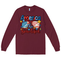 Burgundy america the beautiful Long Sleeve Tee - MaliasSmallBusiness
