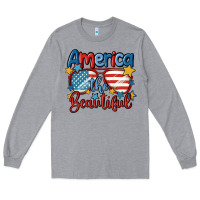 Heather Grey america the beautiful Long Sleeve Tee - MaliasSmallBusiness