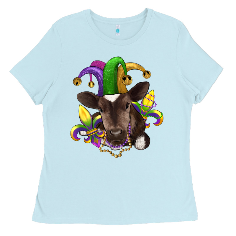 Mardi Gras Baby Cow Ladies Tee by RanaPortraitStore | Teevron