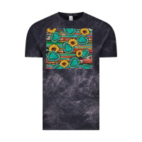 Cloud Black western gemstone sunflowers serape cowhide glitter wooden Vintage Tee - Artiststas