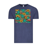 Vintage Denim western gemstone sunflowers serape cowhide glitter wooden Vintage Tee - Artiststas