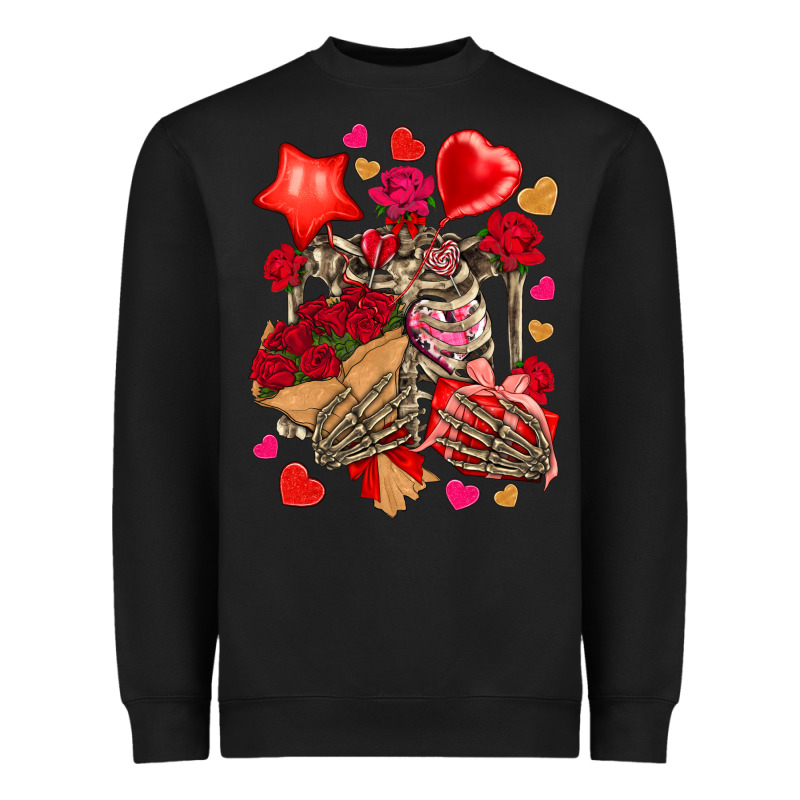 Valentines Day Skeleton Heavyweight Sweatshirt by NancyCooperArtShop | Teevron