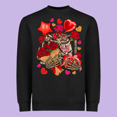 Valentines Day Skeleton Heavyweight Sweatshirt Designed By Nancycooperartshop