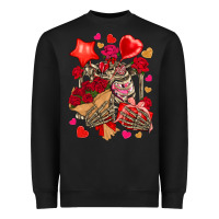Black valentines day skeleton Heavyweight Sweatshirt - NancyCooperArtShop