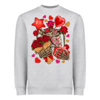 Heather Grey valentines day skeleton Heavyweight Sweatshirt - NancyCooperArtShop