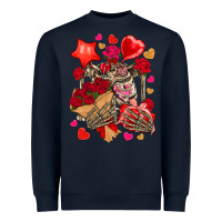 Navy valentines day skeleton Heavyweight Sweatshirt - NancyCooperArtShop