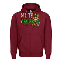 Burgundy Nuts about Christmas Nutcracker Zipper Hoodie - NancyCooperArtShop