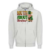 Dove Grey Nuts about Christmas Nutcracker Zipper Hoodie - NancyCooperArtShop