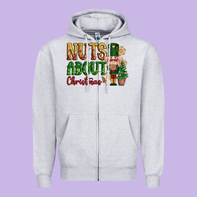 Nuts About Christmas Nutcracker Zipper Hoodie Designed By Nancycooperartshop