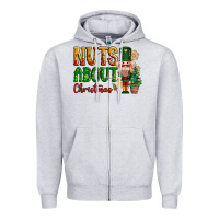 Heather Grey Nuts about Christmas Nutcracker Zipper Hoodie - NancyCooperArtShop