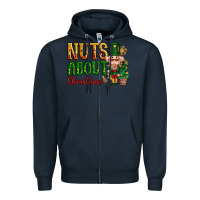 Navy Nuts about Christmas Nutcracker Zipper Hoodie - NancyCooperArtShop