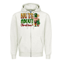 Oatmeal Heather Nuts about Christmas Nutcracker Zipper Hoodie - NancyCooperArtShop