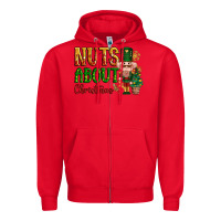 Red Nuts about Christmas Nutcracker Zipper Hoodie - NancyCooperArtShop