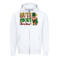 White Nuts about Christmas Nutcracker Zipper Hoodie - NancyCooperArtShop