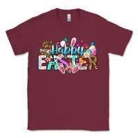 Burgundy Happy Easter Bunny Classic Tee - CowhideDigitalArt