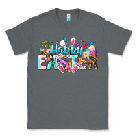 Charcoal Heather Happy Easter Bunny Classic Tee - CowhideDigitalArt