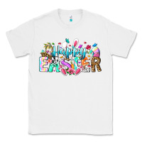 White Happy Easter Bunny Classic Tee - CowhideDigitalArt