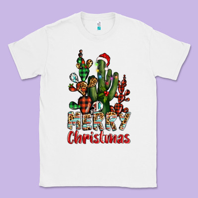 Merry Christmas Cactus Western Classic Tee Designed By Barkaloodesign