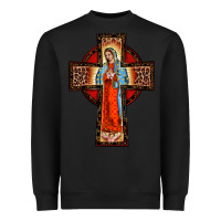 Black lady of guadalupe leopard cross Heavyweight Sweatshirt - BarkalooDesign
