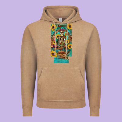 I Hate Everyone But Coffee Helps Western Skeleton Coffee Sunflowers 12 Vintage Hoodie Designed By Artiststas