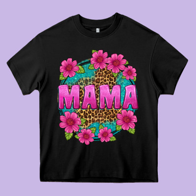 Mama Leopard Background Heavy Core Tee Designed By Texasbilliewilder