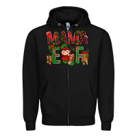 Black Mama Elf with Gift Christmas Zipper Hoodie - NancyCooperArtShop