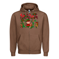 Chestnut Mama Elf with Gift Christmas Zipper Hoodie - NancyCooperArtShop
