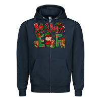 Navy Mama Elf with Gift Christmas Zipper Hoodie - NancyCooperArtShop