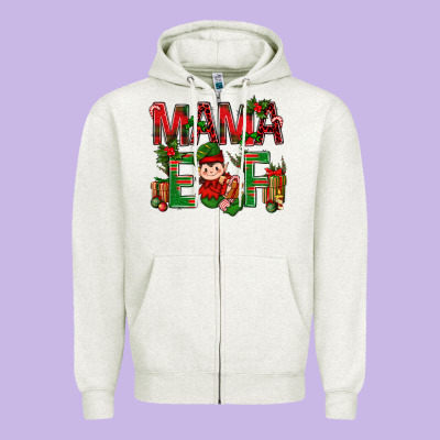 Mama Elf With Gift Christmas Zipper Hoodie Designed By Nancycooperartshop