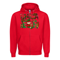 Red Mama Elf with Gift Christmas Zipper Hoodie - NancyCooperArtShop