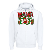 White Mama Elf with Gift Christmas Zipper Hoodie - NancyCooperArtShop