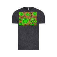 Vintage Black shamrock glitter leopard and wood background Vintage Tee - Artiststas
