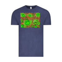 Vintage Denim shamrock glitter leopard and wood background Vintage Tee - Artiststas