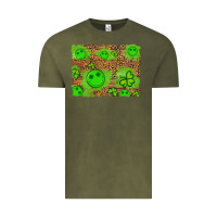 Vintage Olive shamrock glitter leopard and wood background Vintage Tee - Artiststas