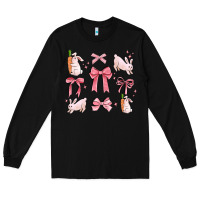 Black pink ribbons with rabbits Long Sleeve Tee - MaliasSmallBusiness