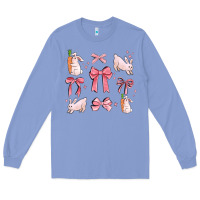 Colony Blue pink ribbons with rabbits Long Sleeve Tee - MaliasSmallBusiness