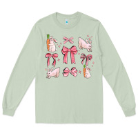 Matcha pink ribbons with rabbits Long Sleeve Tee - MaliasSmallBusiness