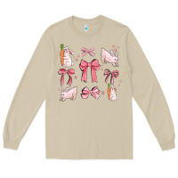 Mushroom pink ribbons with rabbits Long Sleeve Tee - MaliasSmallBusiness