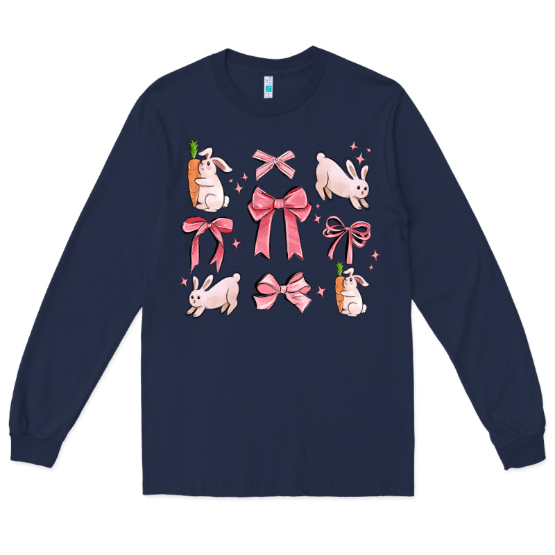 Pink Ribbons With Rabbits Long Sleeve Tee by MaliasSmallBusiness | Teevron