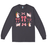Smoke pink ribbons with rabbits Long Sleeve Tee - MaliasSmallBusiness