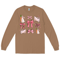 Toasted Coconut pink ribbons with rabbits Long Sleeve Tee - MaliasSmallBusiness
