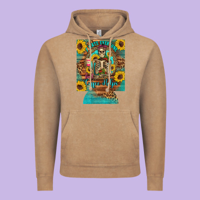 I Hate Everyone But Coffee Helps Western Skeleton Coffee Sunflowers 12 Vintage Hoodie Designed By Artiststas