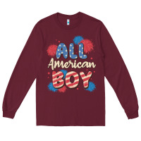 Burgundy all american boy Long Sleeve Tee - MaliasSmallBusiness