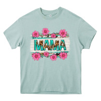 Arona mama leopard with turquoise background Heavy Core Tee - texasbilliewilder