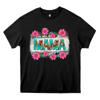 Black mama leopard with turquoise background Heavy Core Tee - texasbilliewilder