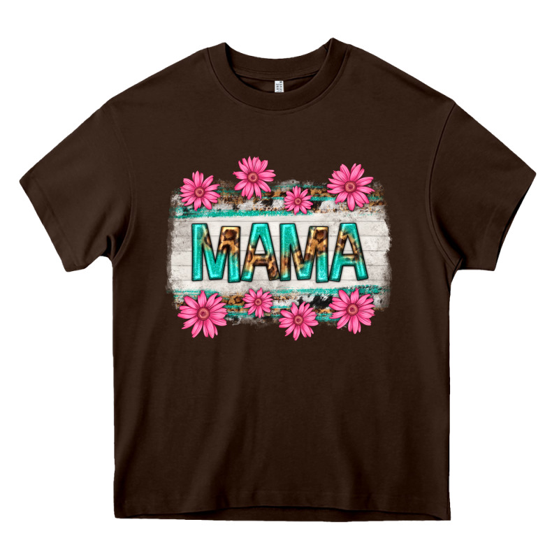 Mama Leopard With Turquoise Background Heavy Core Tee by texasbilliewilder | Teevron