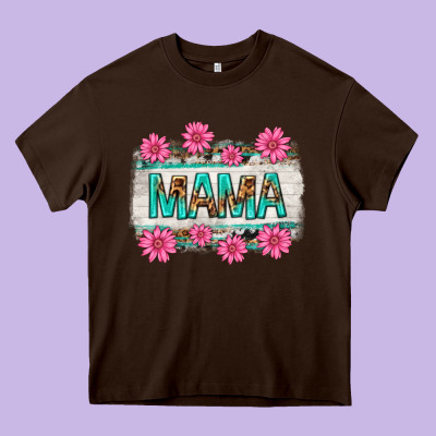 Mama Leopard With Turquoise Background Heavy Core Tee Designed By Texasbilliewilder