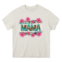 Cream mama leopard with turquoise background Heavy Core Tee - texasbilliewilder