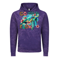 Cloud Purple go with the flow floral turtle Vintage Hoodie - Jasminsmagicworld